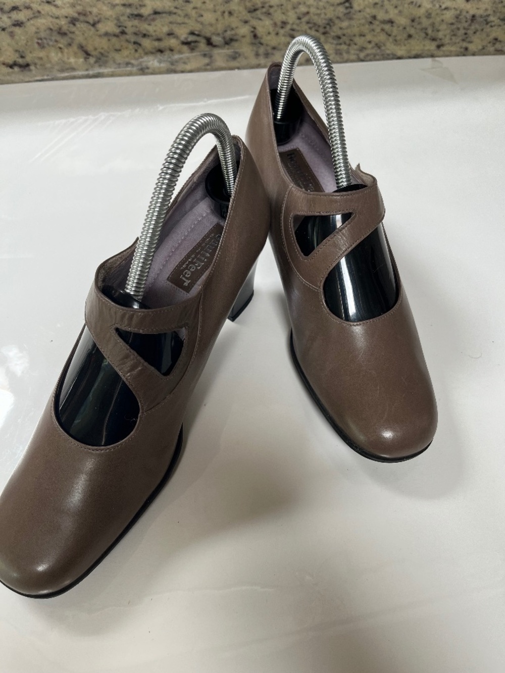 taupe leather shoes